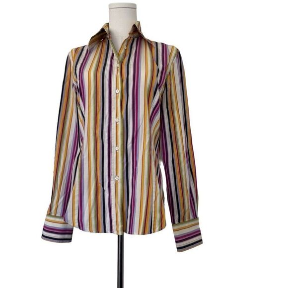 Designer Etro made in Italy striped button up shirt sz 46IT - Picture 1 of 5